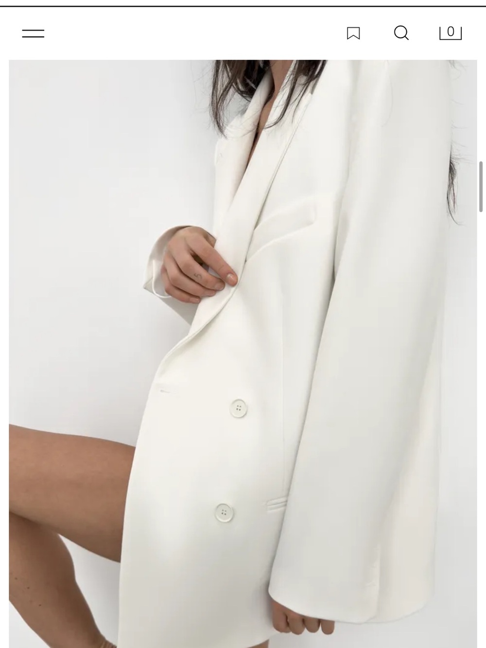 Zara White Double-Breasted Blazer - Picture 3 of 5